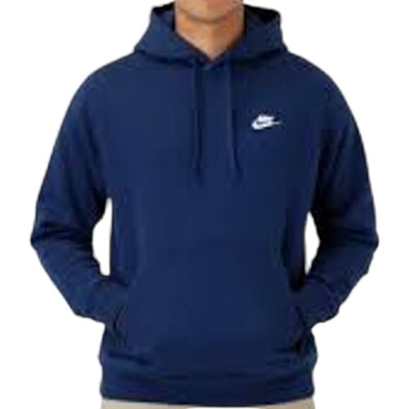 Nike Other - Nike NSW Club Fleece Hoodie Pullover Embroidered Adjustable Midnight Navy XXL